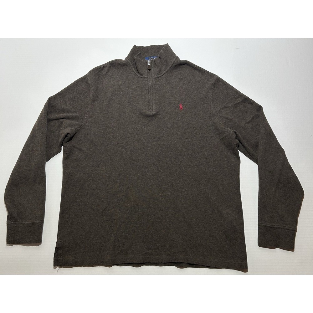 Polo Ralph Lauren Sweater Mens Large Estate Rib 1/4 Zip Preppy Cotton Pullover